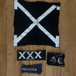 Lot of punk patches crust straight edge emo metal hardcore